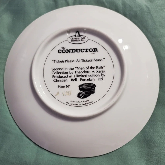 Christian Bell Porcelain Ltd. The Conductor Train Plate T. XARAS Men Collection - Picture 3 of 6